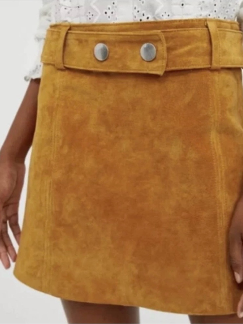 Zara Suede Mini Skirt Sz XS Golden Brown Removable Belt Fully Lined Retro EUC